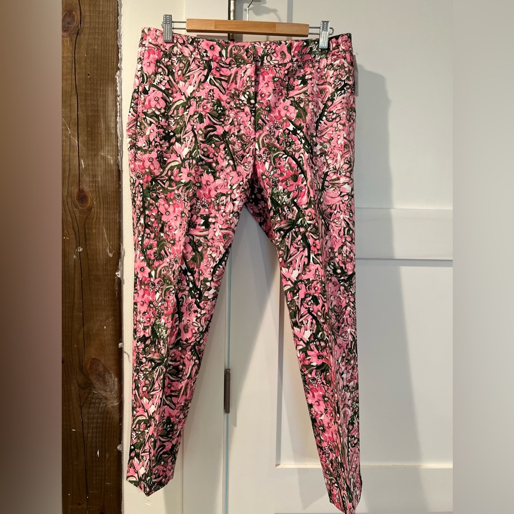 H&M Pink Floral Cropped Dress Pants NWT